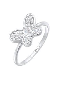 Elli Dames Vlinder Symbool Sprankelend met Zirconia Kristallen in 925 Sterling Zilver Zilver