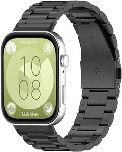 Strap-it Huawei Watch Fit 3 stalen band (zwart)