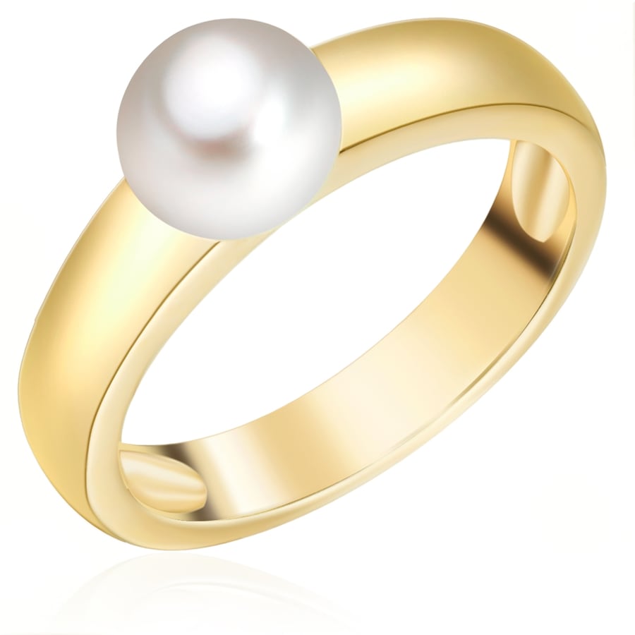 Valero Pearls Parel Ring Sterling zilver Gekweekte zoetwaterparels in Geelgoud