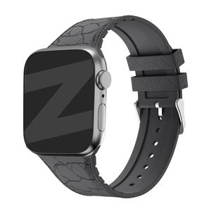 Bandz Apple Watch siliconen band met lederpatroon (donkergrijs)