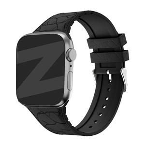 Bandz Apple Watch siliconen band met lederpatroon (zwart)