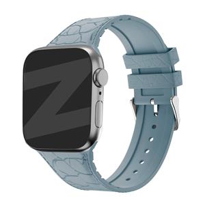 Bandz Apple Watch siliconen band met lederpatroon (grijsblauw)