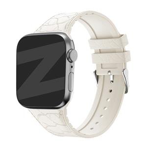 Bandz Apple Watch siliconen band met lederpatroon (sterrenlicht)