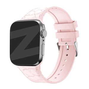 Bandz Apple Watch siliconen band met lederpatroon (roze)