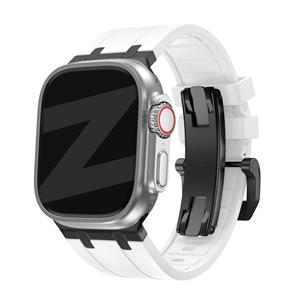 Bandz Apple Watch siliconen band 'Luxe Liquid' (wit met zwart)