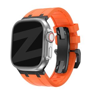 Bandz Apple Watch siliconen band 'Luxe Liquid' (oranje met zwart)