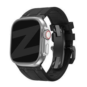 Bandz Apple Watch siliconen band 'Luxe Liquid' (zwart met zwart)