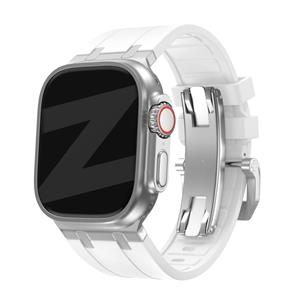 Bandz Apple Watch siliconen band 'Luxe Liquid' (wit met zilver)