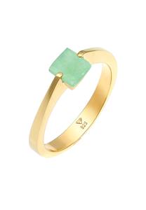 Elli PREMIUM Ring Dames Klassiek Piramide Elegant met Edelsteen Jade in 925 sterling zilver Verguld Goud