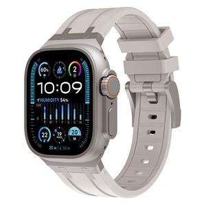 Strap-it Apple Watch luxe liquid silicone band (sterrenlicht met titanium)