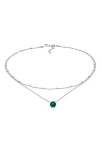 Elli PREMIUM Ketting Dames Choker Laagjes Bollen met Agaat in 925 sterling zilver