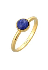 Elli PREMIUM Dames Solitaire Effen met Lapis Lazuli Edelsteen in 925 Sterling Zilver Goud