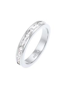 Elli Dames Band Ring Baguette geslepen Elegant met Zirkonia kristallen in 925 Sterling Zilver Verguld Zilver