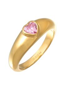 Elli Dames Band Hart Liefde met Zirkonia in 925 Sterling Zilver Verguld Roze