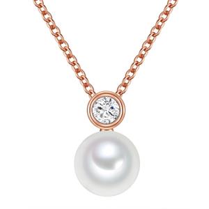 Valero Pearls Zilveren ketting Sterling zilver Zirkonia Gekweekte zoetwaterparels in Zilver