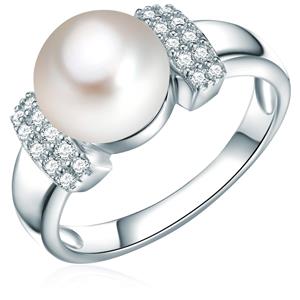 Valero Pearls Parel Ring Sterling zilver Zirkonia Gekweekte zoetwaterparels in Zilver