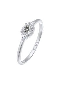 Elli DIAMONDS Dames Solitaire Ring Salt-Pepper met diamant (0.11 ct.) en topaas edelsteen in 925 Sterling Zilver Zilver