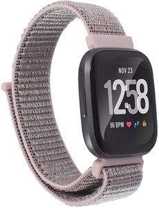 Strap-it Fitbit Versa 2 nylon bandje (roze)