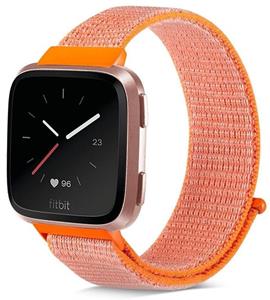 Strap-it Fitbit Versa 2 nylon bandje (oranje)