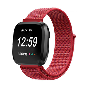 Strap-it Fitbit Versa 2 nylon bandje (rood)