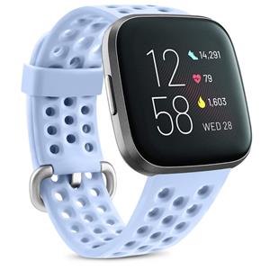 Strap-it Fitbit Versa 2 siliconen bandje met gaatjes (lavendelblauw)