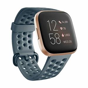 Strap-it Fitbit Versa 2 siliconen bandje met gaatjes (grijsblauw)