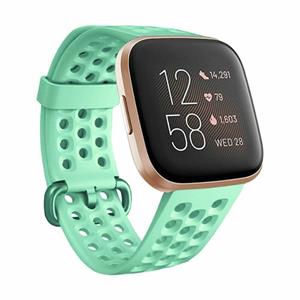 Strap-it Fitbit Versa 2 siliconen bandje met gaatjes (aqua)