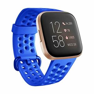 Strap-it Fitbit Versa 2 siliconen bandje met gaatjes (blauw)