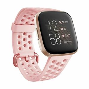 Strap-it Fitbit Versa 2 siliconen bandje met gaatjes (roze)