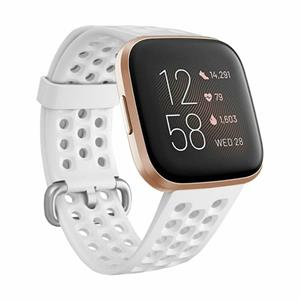 Strap-it Fitbit Versa 2 siliconen bandje met gaatjes (wit)