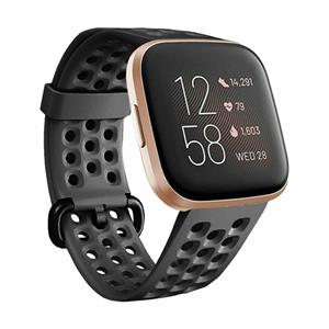 Strap-it Fitbit Versa 2 siliconen bandje met gaatjes (zwart)