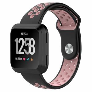 Strap-it Fitbit Versa 2 sport band (zwart/lichtroze)