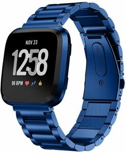 Strap-it Fitbit Versa 2 stalen bandje (blauw)