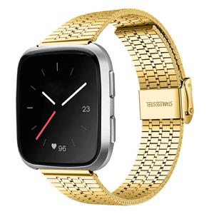 Strap-it Fitbit Versa 2 roestvrij stalen bandje (goud)