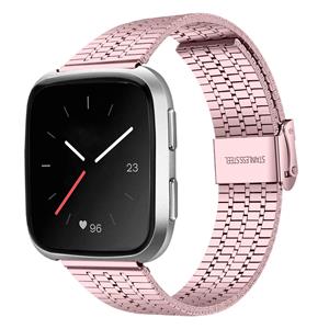 Strap-it Fitbit Versa 2 roestvrij stalen bandje (rosé pink)