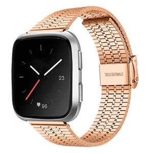 Strap-it Fitbit Versa 2 roestvrij stalen bandje (rosé goud)