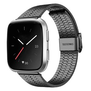 Strap-it Fitbit Versa 2 roestvrij stalen bandje (zwart)