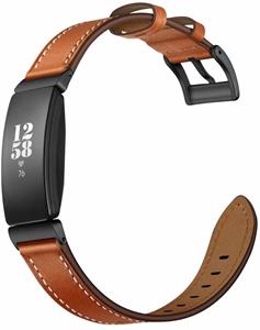 Strap-it Fitbit Inspire 2 leren bandje (bruin)