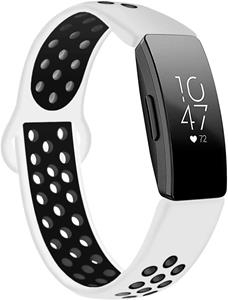 Strap-it Fitbit Inspire 2 sport band (wit/zwart)