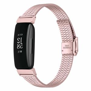 Strap-it Fitbit Inspire 2 roestvrij stalen band (rosé pink)