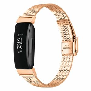 Strap-it Fitbit Inspire 2 roestvrij stalen band (rosé goud)