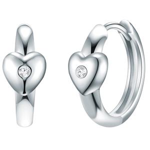 Lulu & Jane Oorbellen Hart Sterling zilver Diamant in Zilver