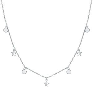 Lulu & Jane Ketting Cirkels/Sterren Sterling zilver Diamant in Zilver