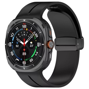 Strap-it Samsung Galaxy Watch Ultra sport band met D-buckle (zwart)