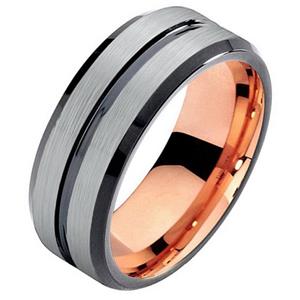 Mendes heren ring Wolfraam Rose Verguld Mat Zilver 8mm-20mm