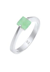 Elli PREMIUM Ring Dames Klassiek Piramide Elegant met Edelsteen Jade in 925 sterling zilver Verguld Zilver