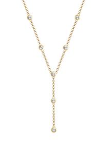 Elli Dames Y-Ketting Cirkel Geo met Kristallen in 925 Sterling Zilver