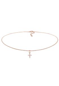 Elli Dames Choker Kruis Religie met Zirkonia kristallen in 925 sterling zilver