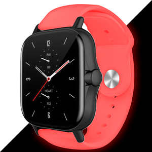 Strap-it Amazfit GTS 2 lichtgevend siliconen bandje (rood)