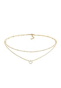 Elli Dames choker laagje ballen met kristallen in 925 sterling zilver